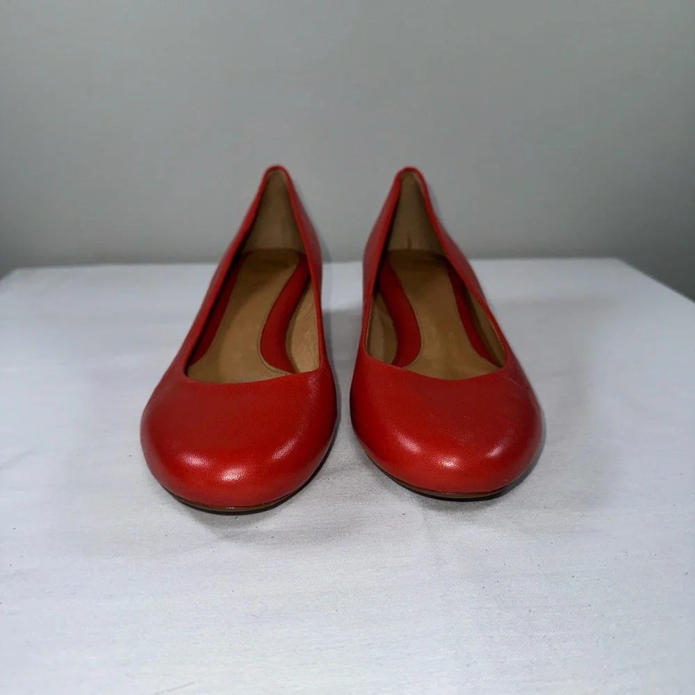 Nurture by Lamaze Deon Red Leather Cork Wedge Pump Office Comfort Women Size 7.5